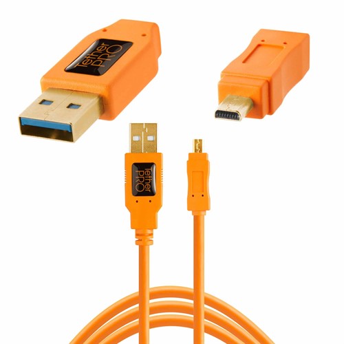 TetherPro USB 2.0 A Hane to Mini-B 8pin 0.3m Orange
