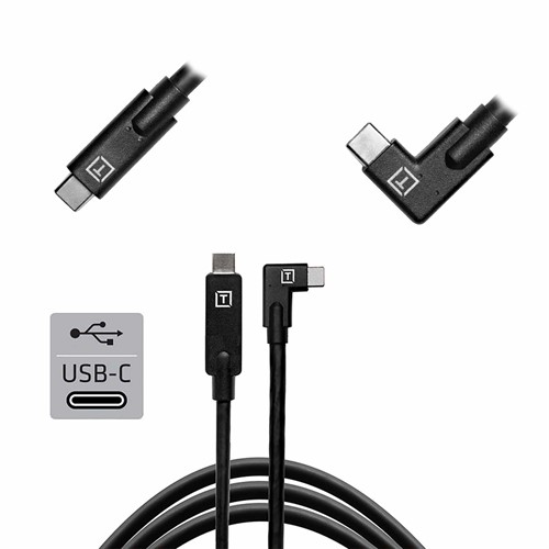 TetherPro USB-C till USB-C 4.6m Vinklad | Svart