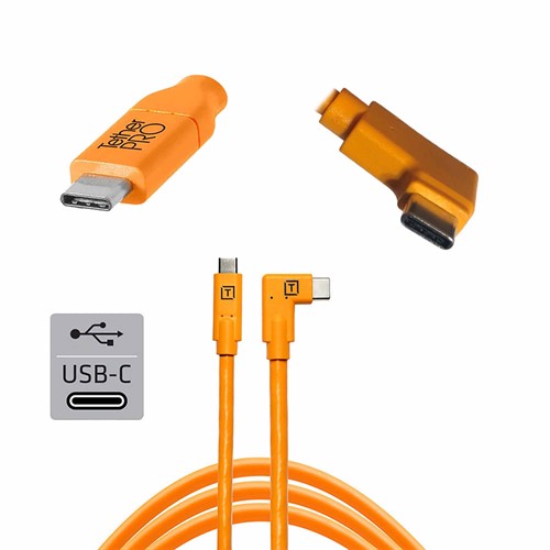 TetherPro USB-C till USB-C 4.6m Vinklad | Orange