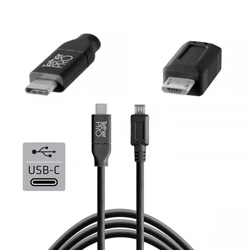 TetherPro USB-C till 2.0 Micro-B 5- Pin 4.6m Svart