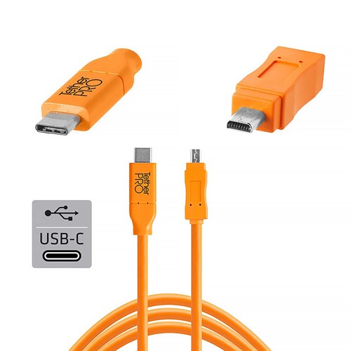 TetherPro USB-C till 2.0 Mini-B 8- Pin 4.6m Orange