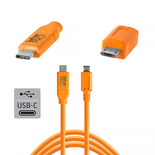 TetherPro USB-C till 2.0 Micro-B 5- Pin 4.6m Orange