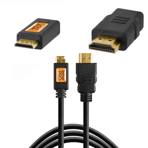 TetherPro Mini-HDMI C to HDMI A 4.6m Svart